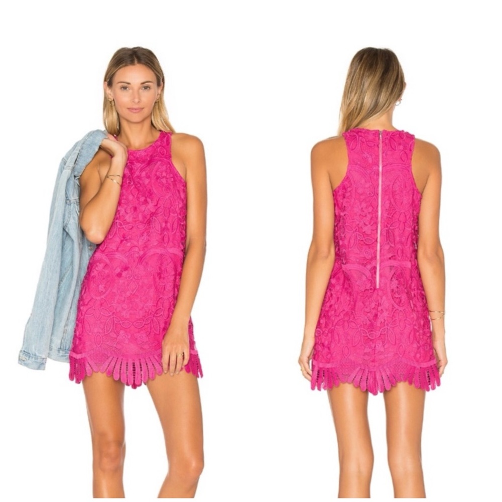 Lovers and Friends Caspian Lace Floral Shift Mini Dress in Fuchsia Size XSmall - Picture 14 of 16